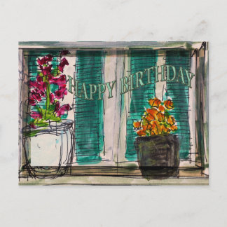 Flowerpots Birthday Postcard