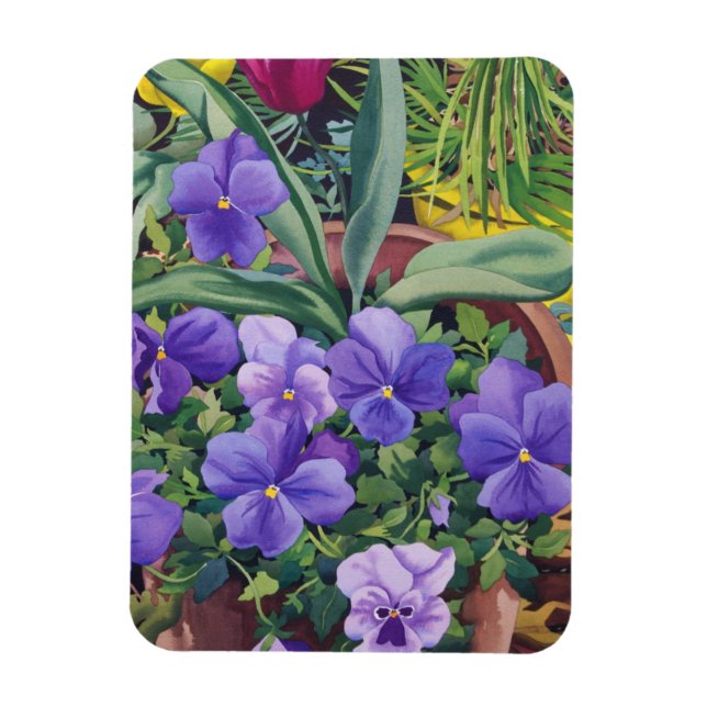 Flowerpots with Pansies 2007 Magnet (Vertical)