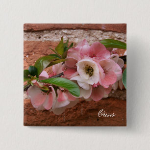 FLOWERS 15 CM SQUARE BADGE