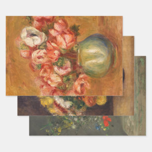 Flowers (1) Decoupage Trio Set  by Auguste Renoir  Wrapping Paper Sheet