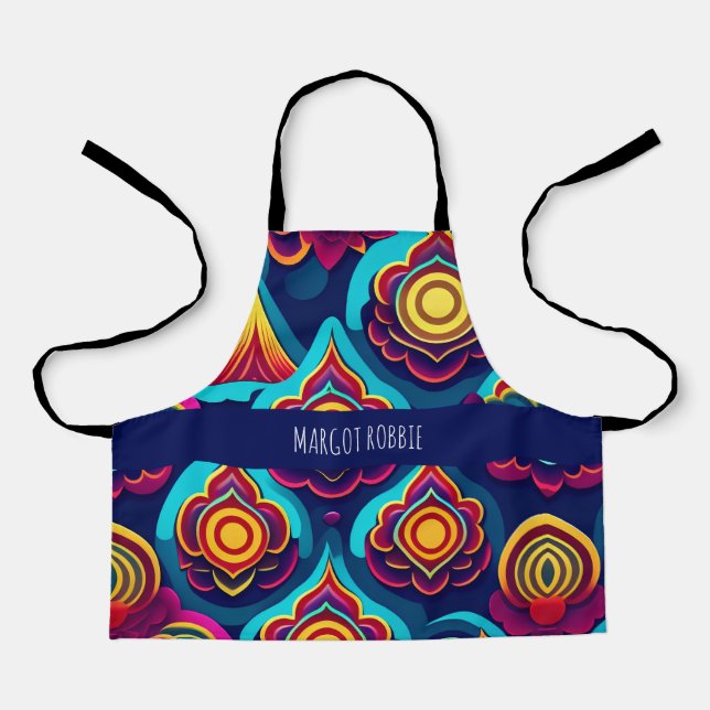 Flowers 3D and Hills Rainbow Pattern Apron (Front)