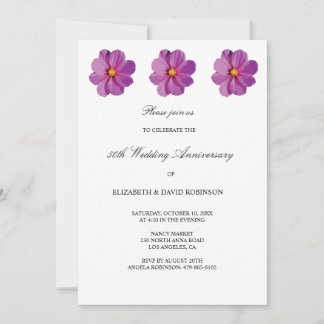 flowers 50th anniversary wedding anniversary invitation