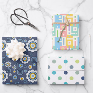 Flowers, Abstracts And Polka Dots  Wrapping Paper Sheet