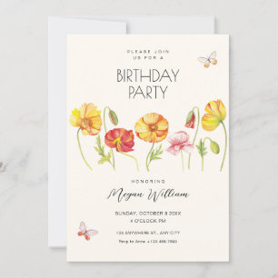 Flowers aesthetic birthday invitation