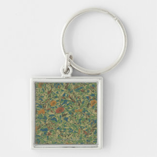 Flowers against leaf camouflage pattern key ring