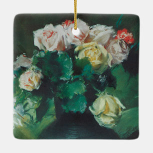Flowers (aka Roses) by William Merritt Chase Ceramic Ornament