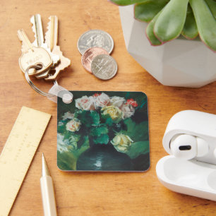 Flowers (aka Roses) by William Merritt Chase Key Ring