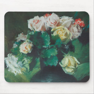 Flowers (aka Roses) by William Merritt Chase Mouse Mat