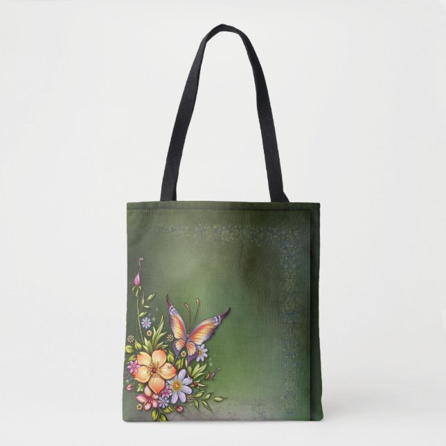%Flowers All-Over-Print Tote Bag, Medium Bag (Front)
