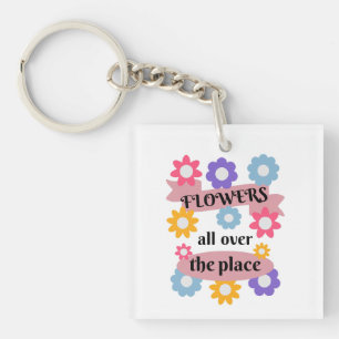 Flowers all over the place key ring