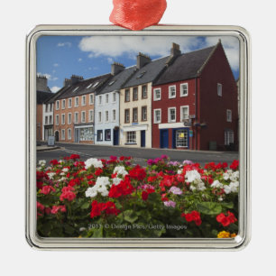 Flowers Along A Street In A Residential Area Metal Tree Decoration