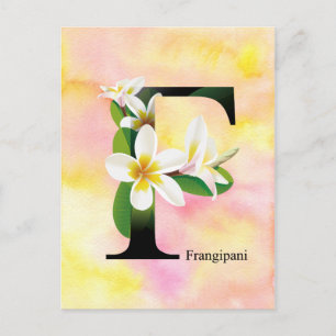 Flowers Alphabet with Watercolor Background Postcard