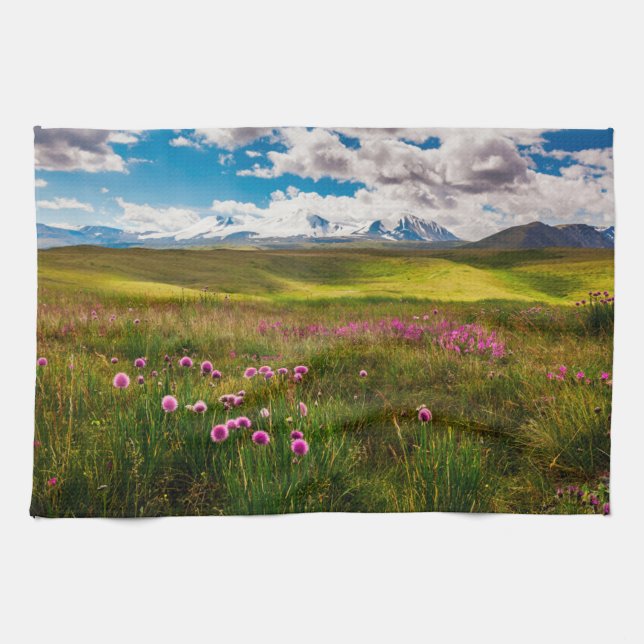 Flowers | Altai Mountains, Siberia, Russia Tea Towel (Horizontal)