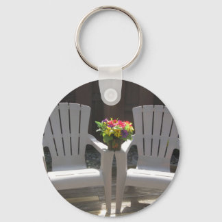 Flowers and Adirondack Chairs Key Ring