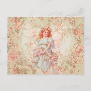 Flowers and Angel Vintage Collage Postcard