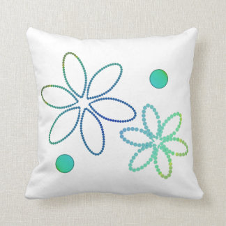 Flowers and beads in yellow, green and blue cushion