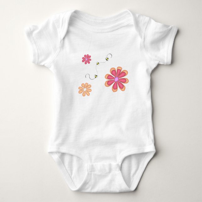 Flowers and Bees Baby Bodysuit (Front)