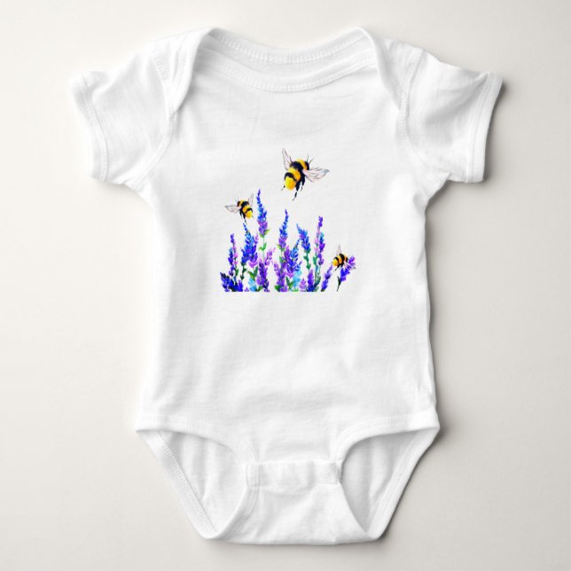 Flowers and Bees Baby Bodysuit (Front)