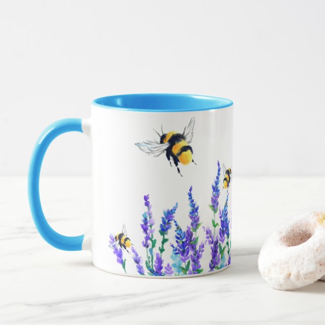 Flowers and Bees Coffee Mug (With Donut)