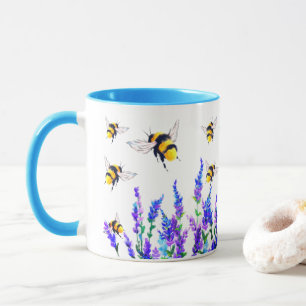 Flowers and Bees Flying Coffee Mug