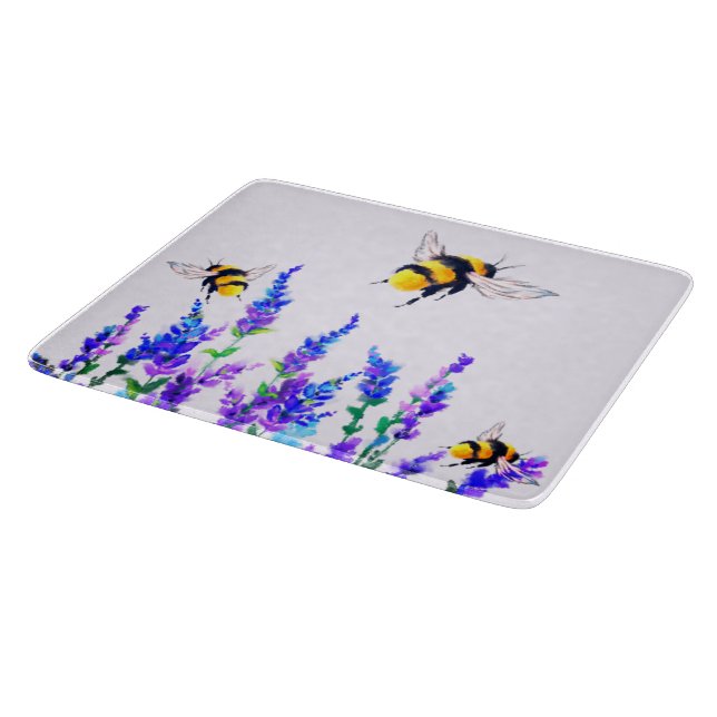 Flowers and Bees Flying Cutting Board Spring (Corner)