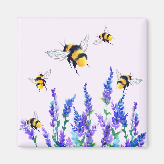 Flowers and Bees Flying Magnet Gift (Front)
