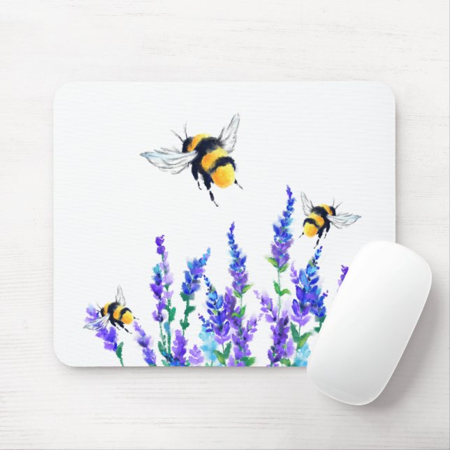 Flowers and Bees Flying Mouse Pad (With Mouse)