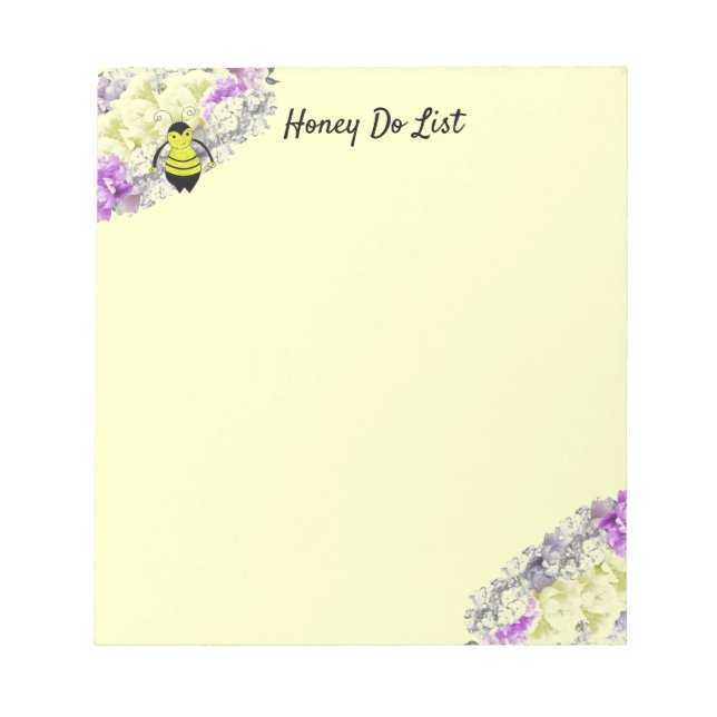 Flowers and Bees Honey Do List Notepad (Front)