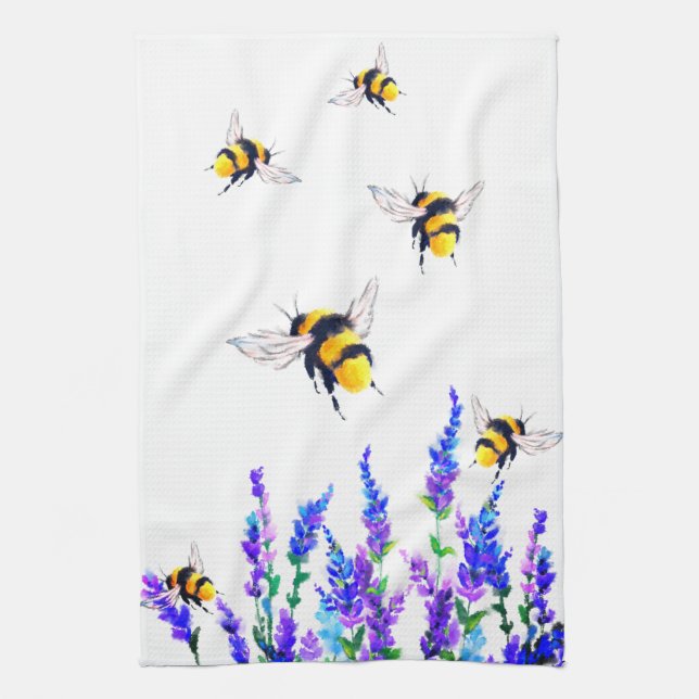 Flowers and Bees Kitchen Towel (Vertical)