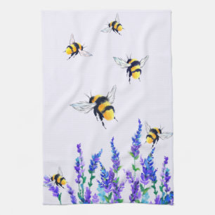 Flowers and Bees Kitchen Towel Spring Joy