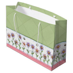 Flowers and Bees Large Gift Bag