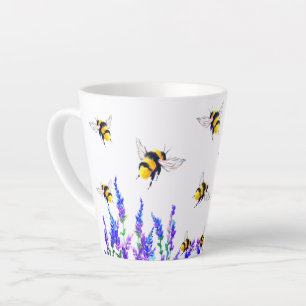 Flowers and Bees Latte Mug Spring Joy