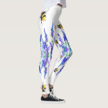 Flowers and Bees Leggings Fresh Spring<br><div class="desc">Beautiful Spring Flowers and Bees Flying - Drawing Nature Sweet Honey Bee - Choose / Add Your Favorite Text / Color - Make Your Unique Gift - Resize and move or remove and add elements with customization tool ! - Drawing and Design by MIGNED. You can also transfer my designs...</div>