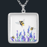 Flowers and Bees Necklace<br><div class="desc">Necklaces with Beautiful Spring Flowers and Bees Flying Drawing Nature Sweet Honey Bee Necklace - or Choose / Add Your Favourite Text / Colour - Make Your Unique Gift - Resize and move or remove and add elements with Customisation tool ! - Drawing and Design by MIGNED. You can also...</div>