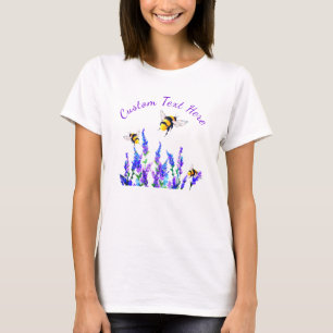 Flowers and Bees T-Shirt with Custom Text