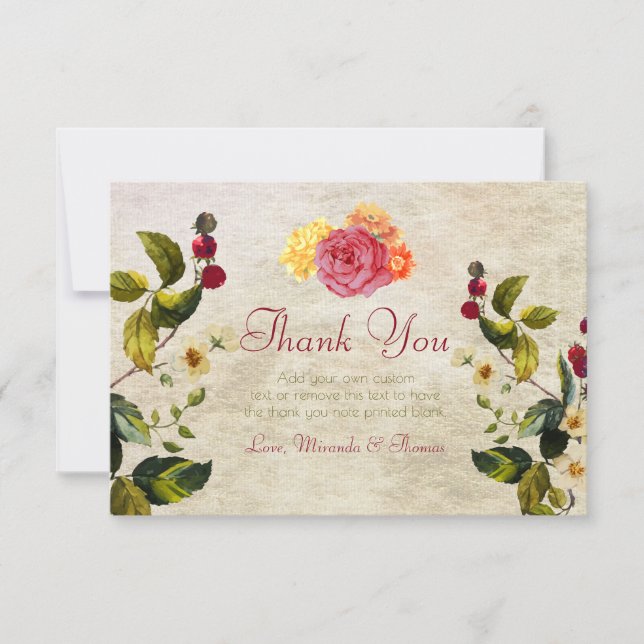 Flowers and Berries Thank You Card (Front)