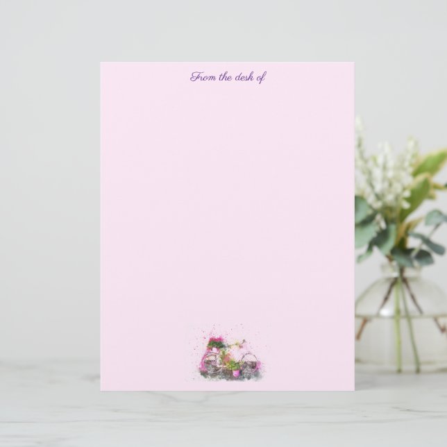 Flowers and Bicycle Stationery Custom Letterhead (Standing Front)
