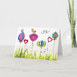 Flowers and Bird Greeting Card (Customisable)