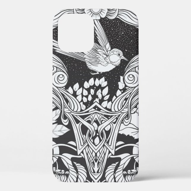 Flowers and bird in art nouveau style seamless pat Case-Mate iPhone case (Back)