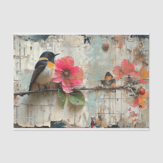 Flowers and Bird Tissue Paper (Front)