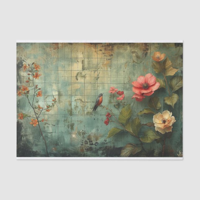 Flowers and Bird Tissue Paper (Front)
