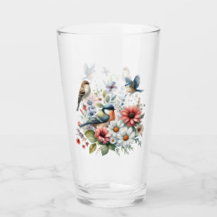Flowers And Birds Drinking Glass