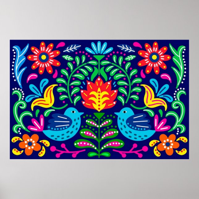 Flowers and Birds Folk Art Poster (Front)