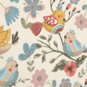 Flowers and birds in boho style Wallpaper