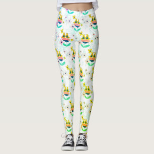 flowers and birds pattern leggings