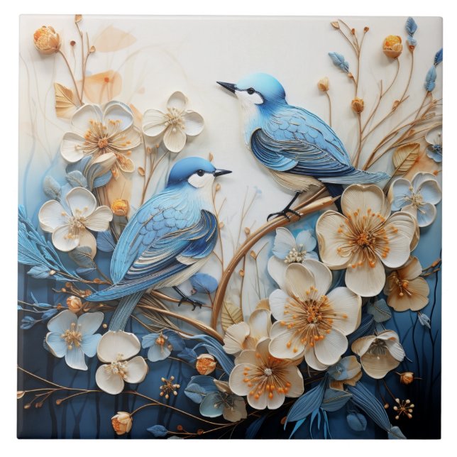 Flowers and Birds Tile (Front)
