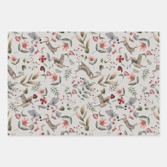 Flowers and birds wrapping paper (Front)