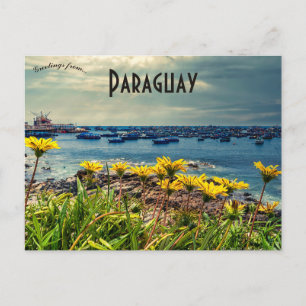 Flowers and Boats in Paraguay Postcard
