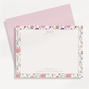 Flowers and bow, a note from flat card