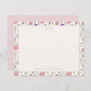 Flowers and bow, a note from flat card